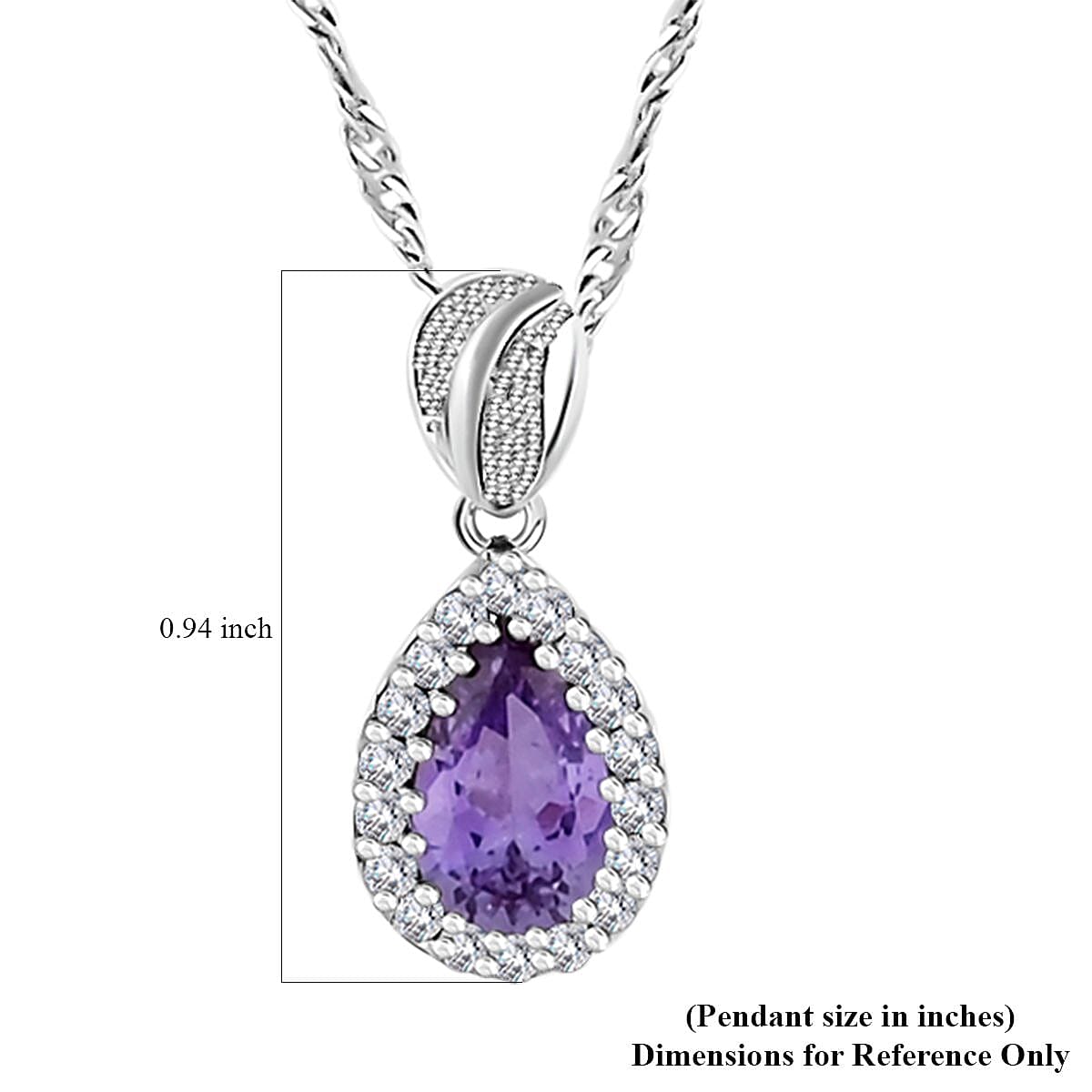 Simulated Alexandrite and Simulated Diamond 2.60 ctw Pendant Necklace in Silvertone 18 Inches