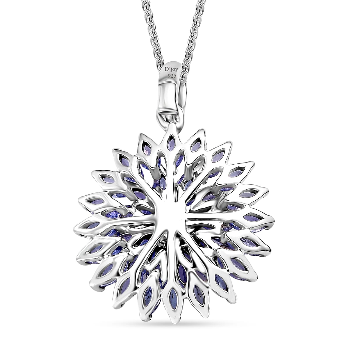 Tanzanite 3.25 ctw Pagoda Bloom Pendant Necklace 20 Inches in Rhodium Over Sterling Silver