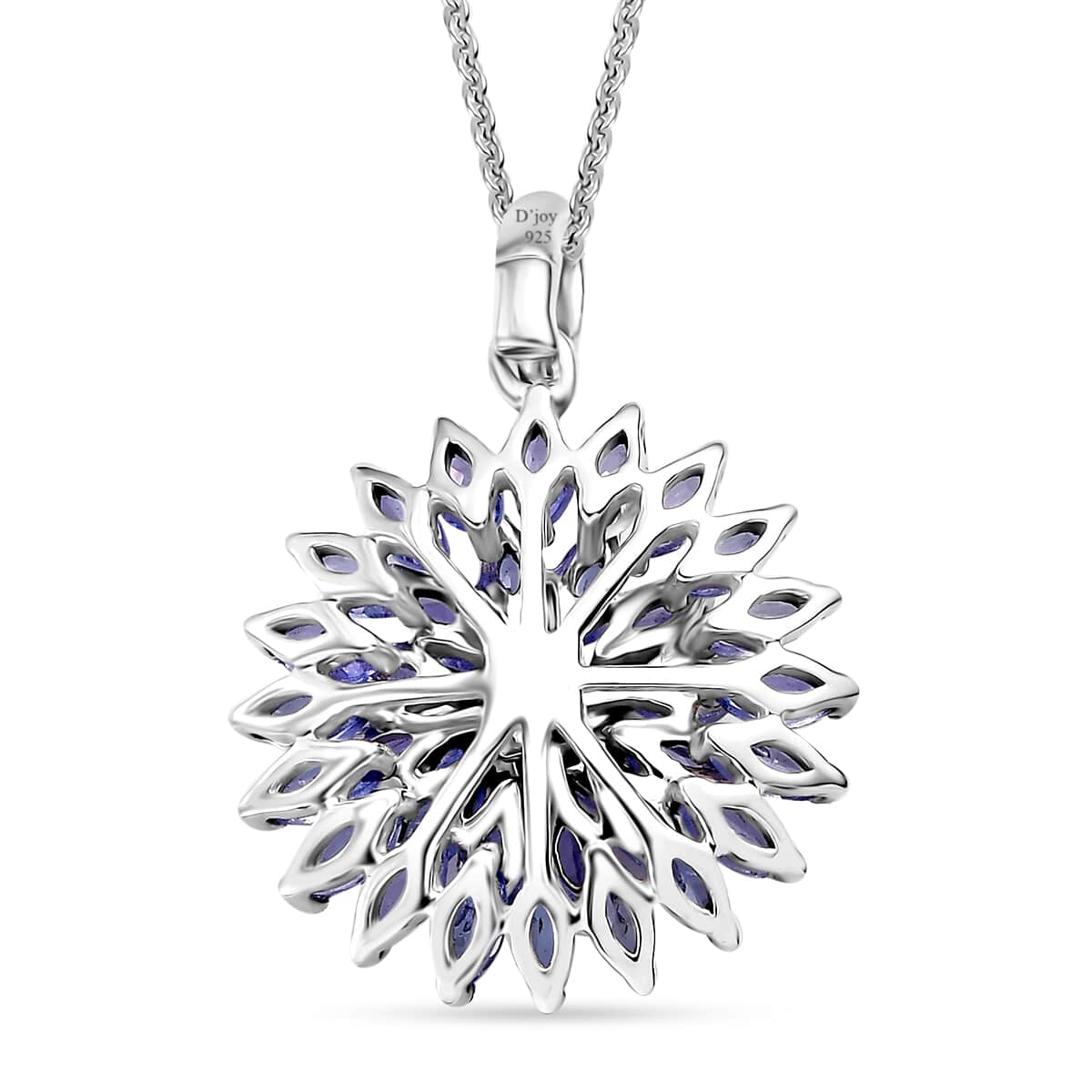 Tanzanite 3.25 ctw Pagoda Bloom Pendant Necklace 20 Inches in Rhodium Over Sterling Silver image number 4