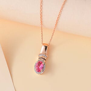 Certified & Appraised Luxoro AAA Mahenge Spinel, Natural Champagne and White Diamond 0.65 ctw Ballerina Pendant Necklace in 10K Rose Gold 20 Inches