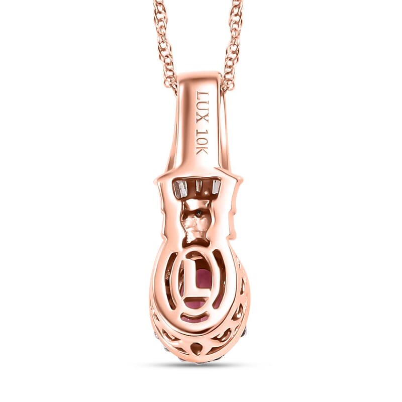 Certified & Appraised Luxoro AAA Mahenge Spinel, Natural Champagne and White Diamond 0.65 ctw Ballerina Pendant Necklace in 10K Rose Gold 20 Inches