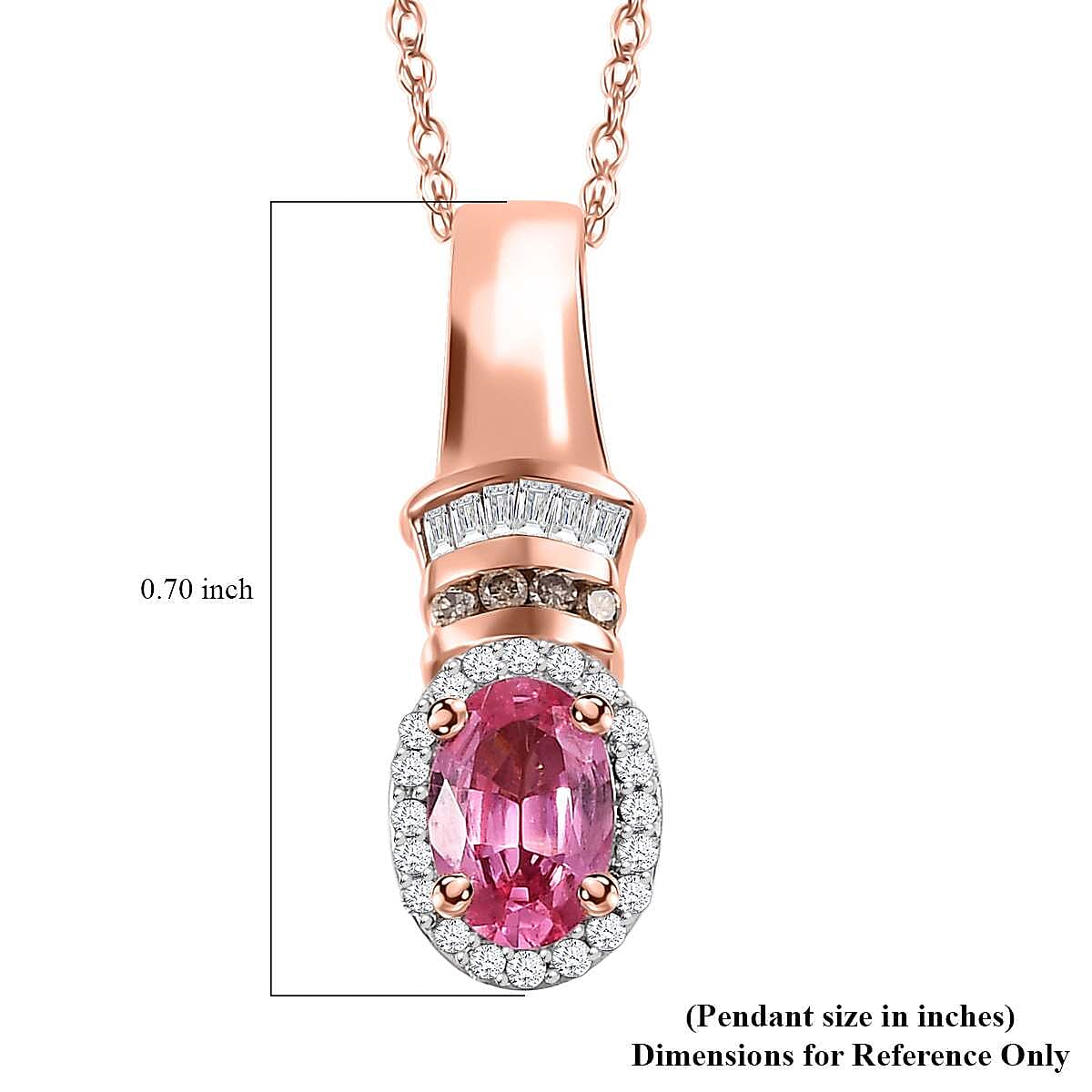 Certified & Appraised Luxoro AAA Mahenge Spinel, Natural Champagne and White Diamond 0.65 ctw Ballerina Pendant Necklace in 10K Rose Gold 20 Inches