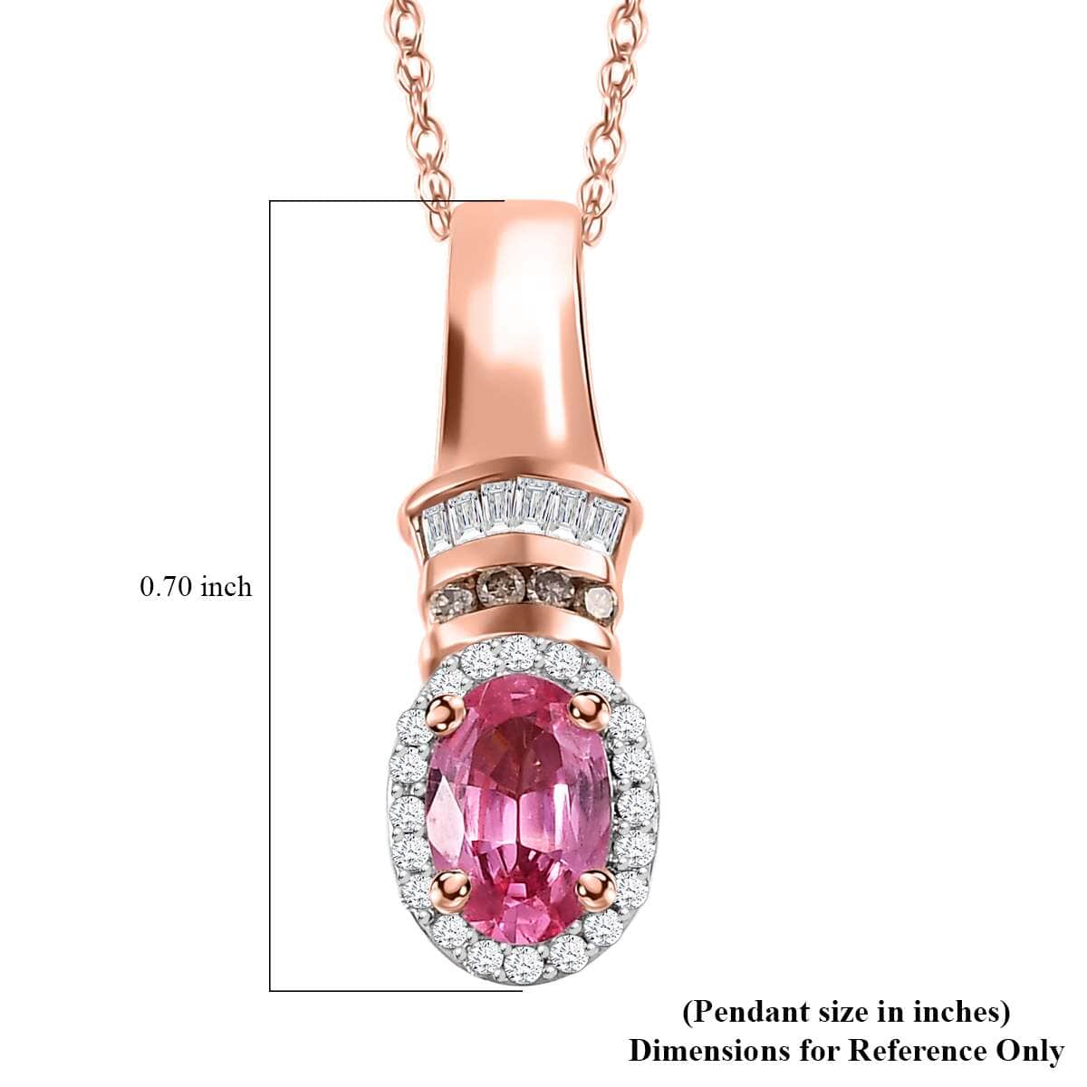 Certified & Appraised Luxoro AAA Mahenge Spinel, Natural Champagne and White Diamond 0.65 ctw Ballerina Pendant Necklace in 10K Rose Gold 20 Inches image number 5