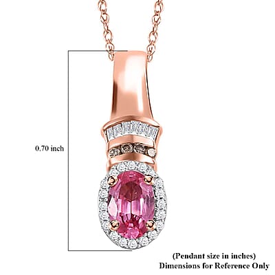 Certified & Appraised Luxoro AAA Mahenge Spinel, Natural Champagne and White Diamond 0.65 ctw Ballerina Pendant Necklace in 10K Rose Gold 20 Inches