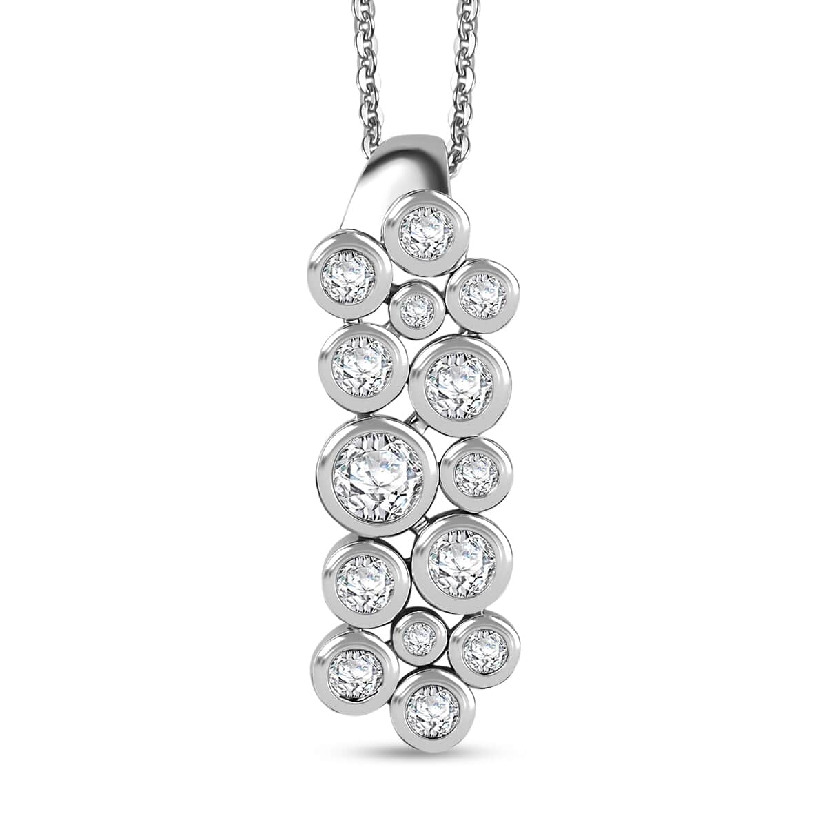 Moissanite Pendant Necklace (20 Inches) in Rhodium Over Sterling Silver 1.00 ctw image number 0