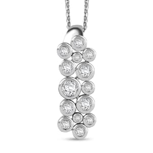 Moissanite 1.00 ctw Bubble Pendant Necklace 20 Inches in Rhodium Over Sterling Silver