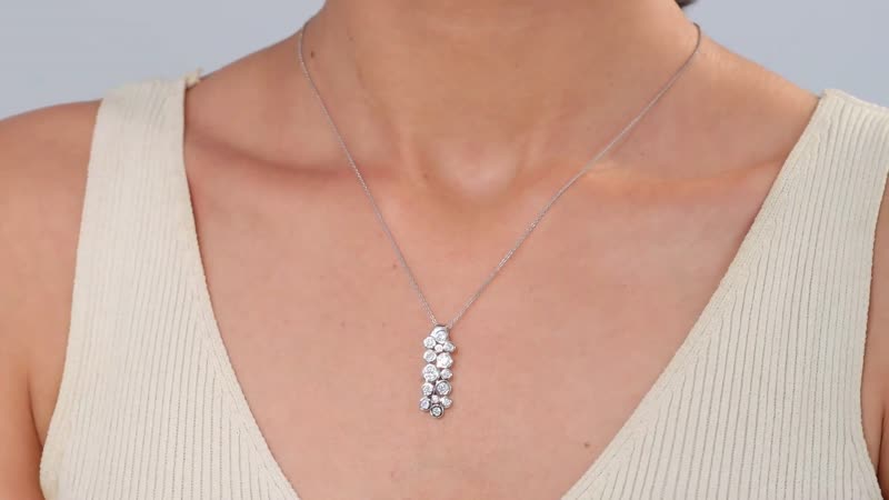Moissanite Pendant Necklace (20 Inches) in Rhodium Over Sterling Silver 1.00 ctw