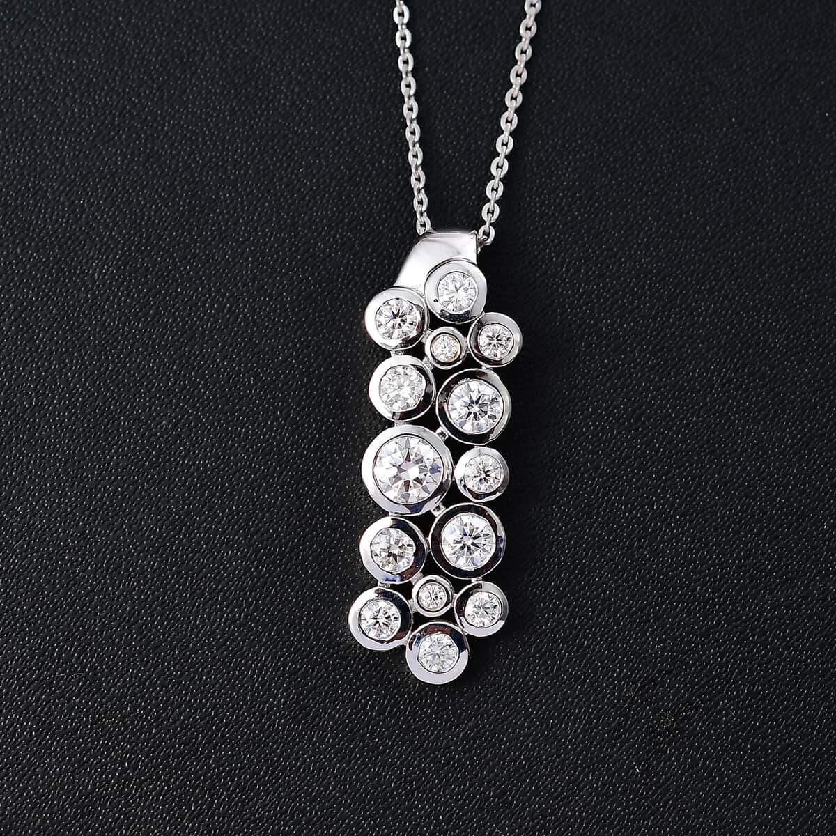 Moissanite Pendant Necklace (20 Inches) in Rhodium Over Sterling Silver 1.00 ctw image number 1