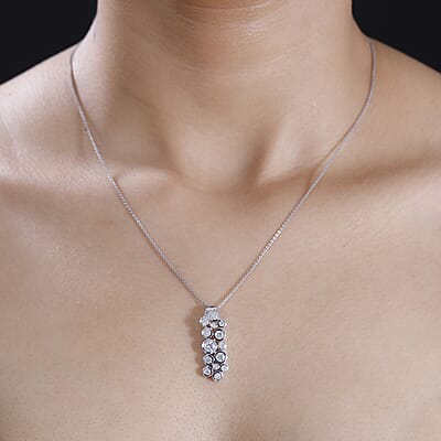 Moissanite 1.00 ctw Bubble Pendant Necklace 20 Inches in Rhodium Over Sterling Silver