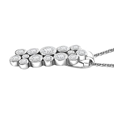 Moissanite 1.00 ctw Bubble Pendant Necklace 20 Inches in Rhodium Over Sterling Silver