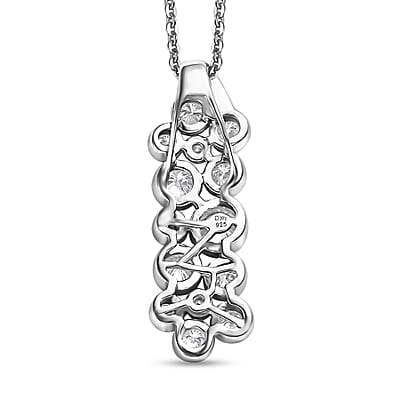 Moissanite 1.00 ctw Bubble Pendant Necklace 20 Inches in Rhodium Over Sterling Silver
