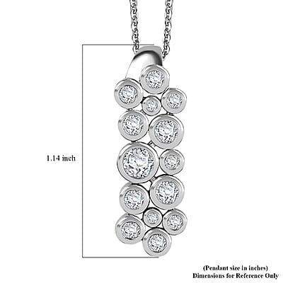 Moissanite 1.00 ctw Bubble Pendant Necklace 20 Inches in Rhodium Over Sterling Silver
