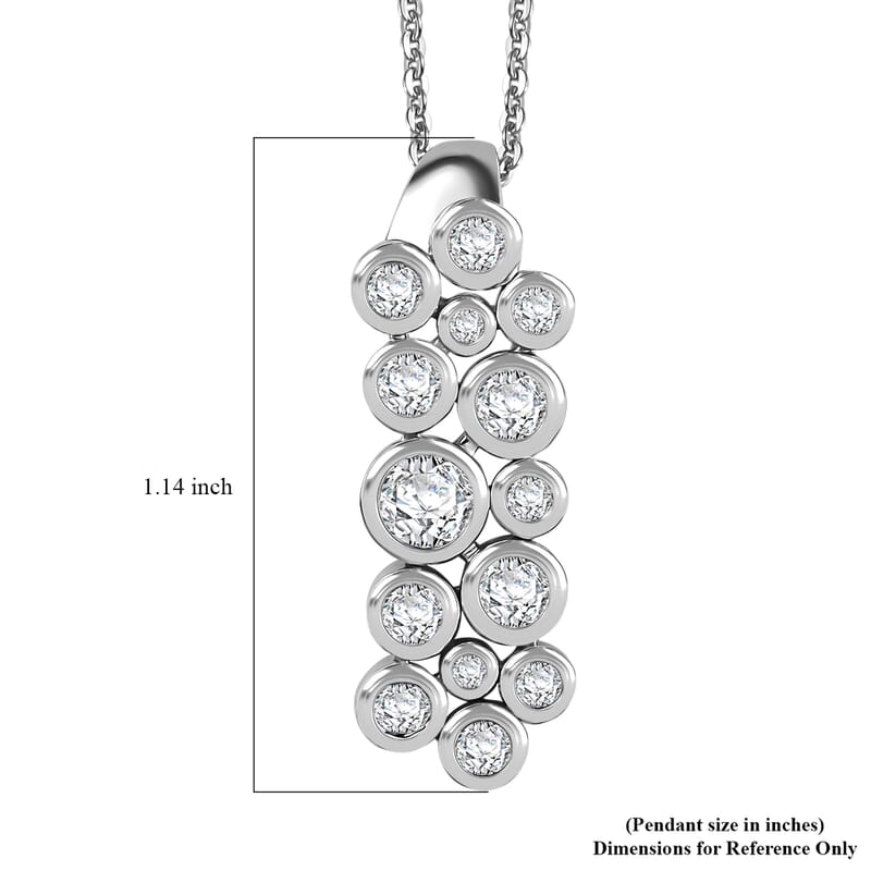 Moissanite 1.00 ctw Bubble Pendant Necklace 20 Inches in Rhodium Over Sterling Silver