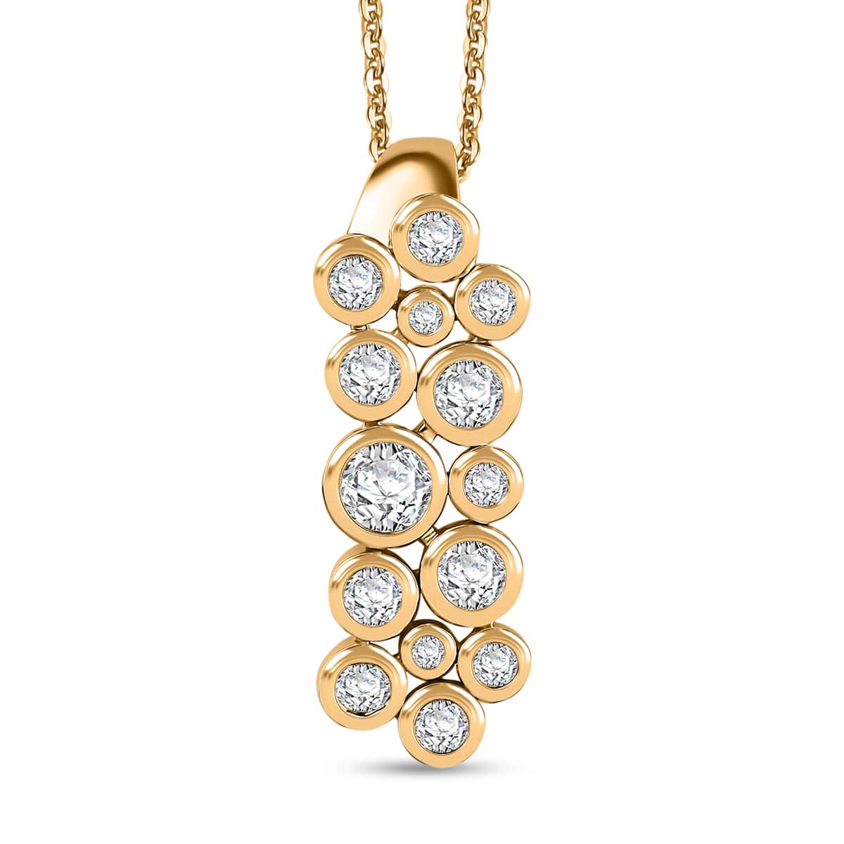 Moissanite 1.00 ctw Bubble Pendant Necklace 20 Inches in 18K Vermeil Yellow Gold Over Sterling Silver image number 0