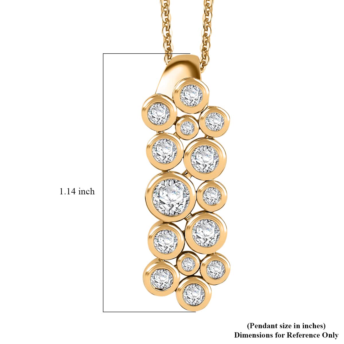 Moissanite 1.00 ctw Bubble Pendant Necklace 20 Inches in 18K Vermeil Yellow Gold Over Sterling Silver image number 6