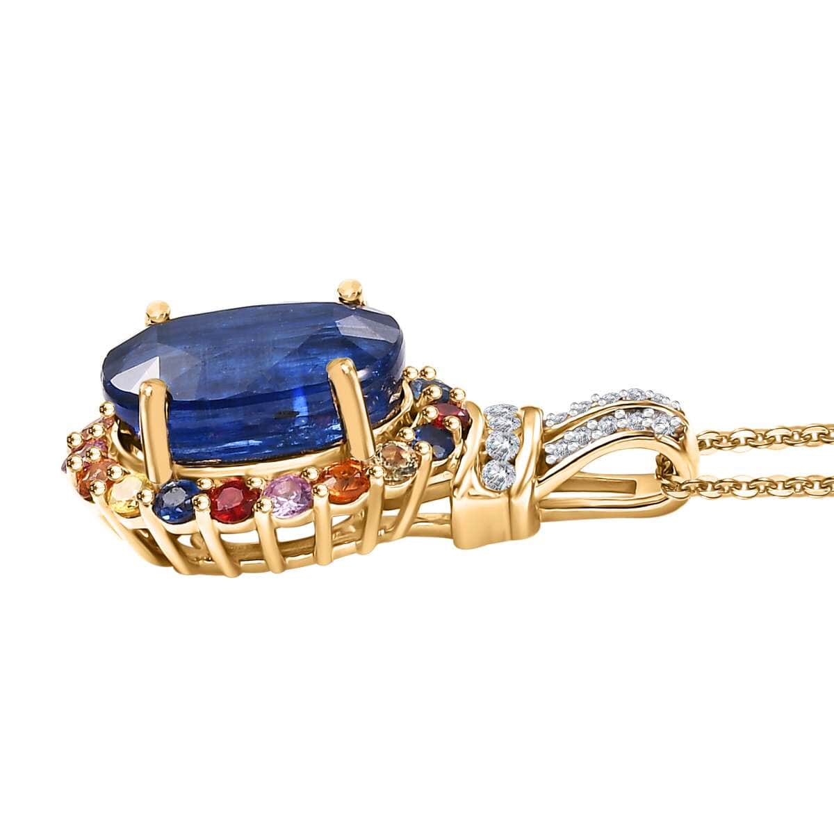 Premium Kashmir Kyanite and Multi Gemstone 8.75 ctw Oceanic Sunset Pendant Necklace in 18K Vermeil Yellow Gold Over Sterling Silver 20 Inches image number 3