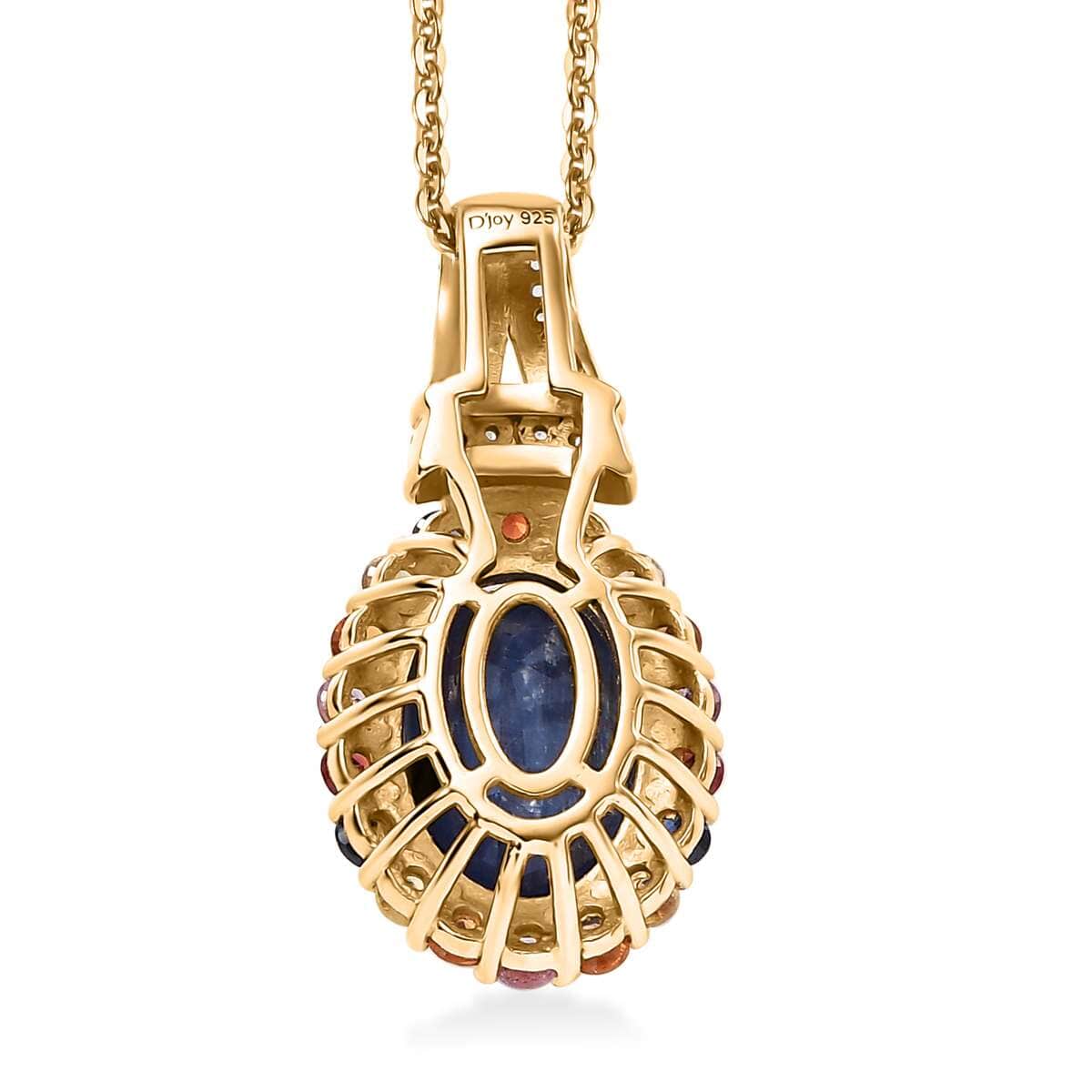 Premium Kashmir Kyanite and Multi Gemstone 8.75 ctw Oceanic Sunset Pendant Necklace in 18K Vermeil Yellow Gold Over Sterling Silver 20 Inches image number 4