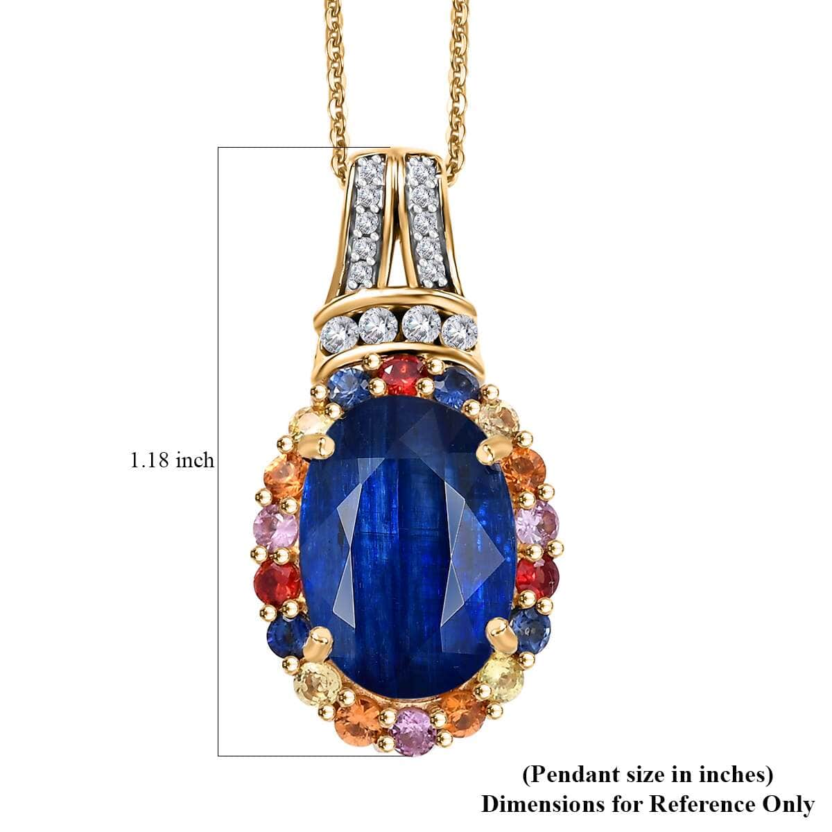 Premium Kashmir Kyanite and Multi Gemstone 8.75 ctw Oceanic Sunset Pendant Necklace in 18K Vermeil Yellow Gold Over Sterling Silver 20 Inches image number 5