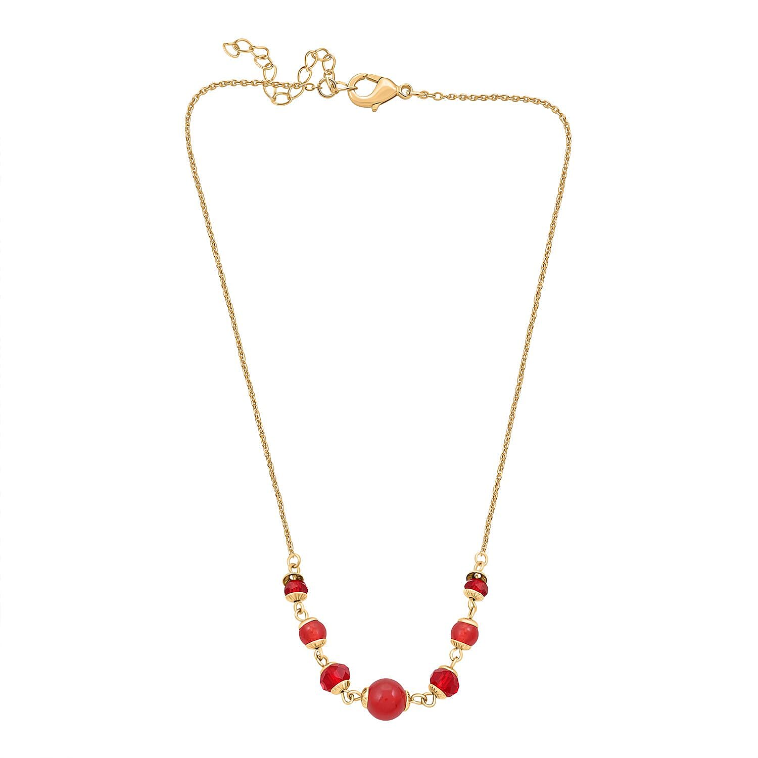 Set of 3 Mozambique Garnet, Amethyst, Jade 42.00 ctw and Multi Color Crystal Necklace 18 Inches and Earrings in Goldtone