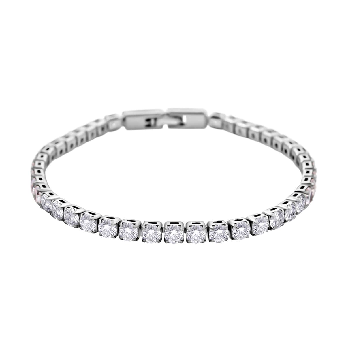 Simulated Diamond Tennis Bracelet (7.00 In) and Stud Earrings in Silvertone image number 2