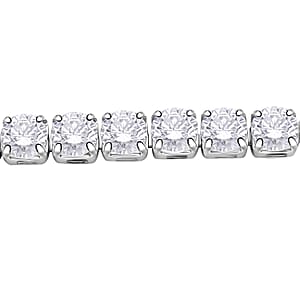 Simulated Diamond Tennis Bracelet (7.00 In) and Round Stud Earrings in Silvertone