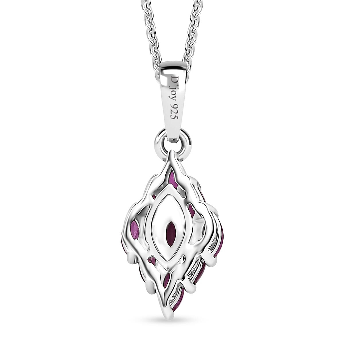 Premium Mozambique Pink Sapphire 1.00 ctw Blossom Cluster Pendant Necklace in Rhodium Over Sterling Silver 20 Inches