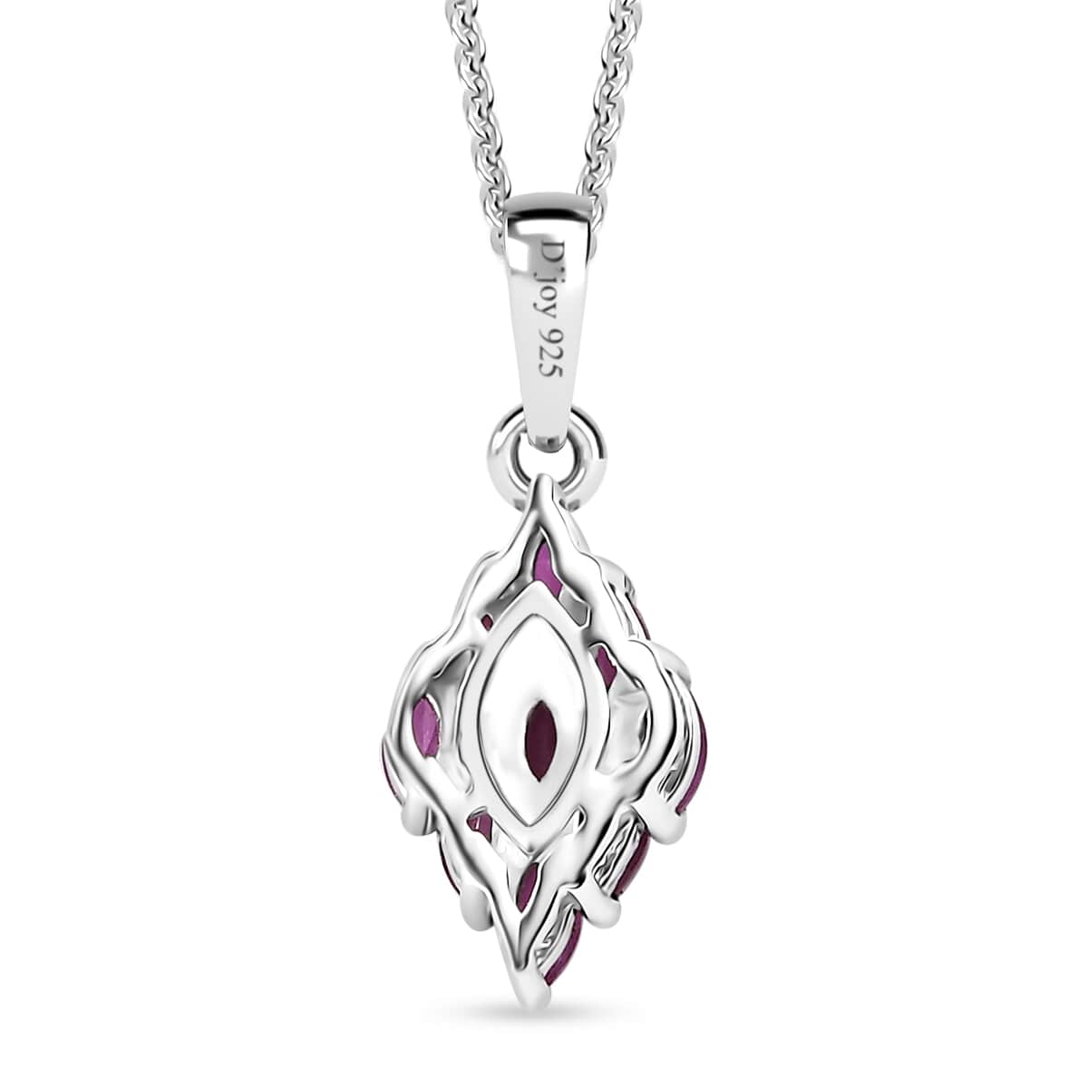 Premium Mozambique Pink Sapphire 1.00 ctw Blossom Cluster Pendant Necklace in Rhodium Over Sterling Silver 20 Inches image number 4