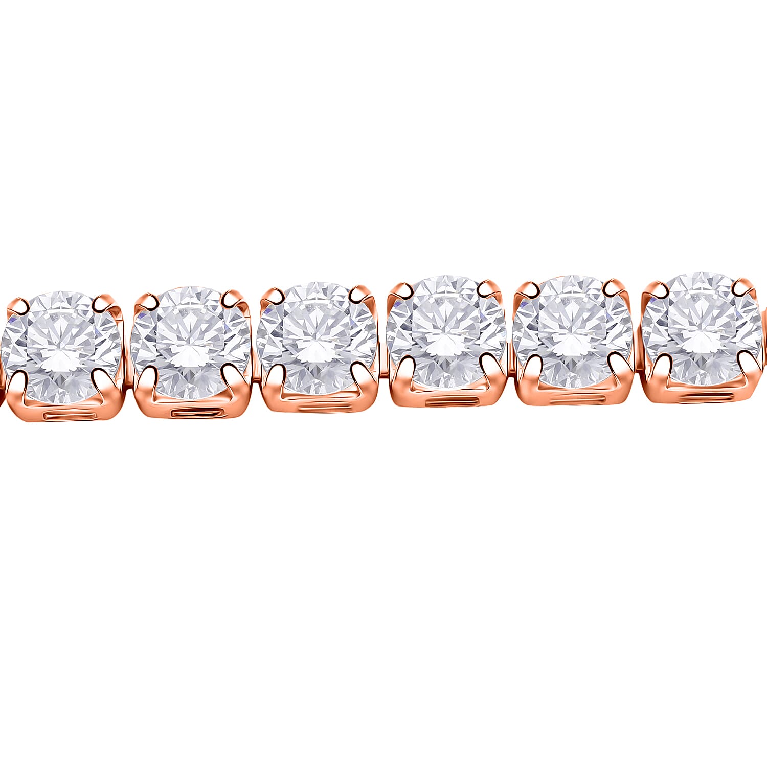 Simulated Diamond 20.90 ctw Tennis Bracelet (7.0In) and Stud Earrings in Rosetone