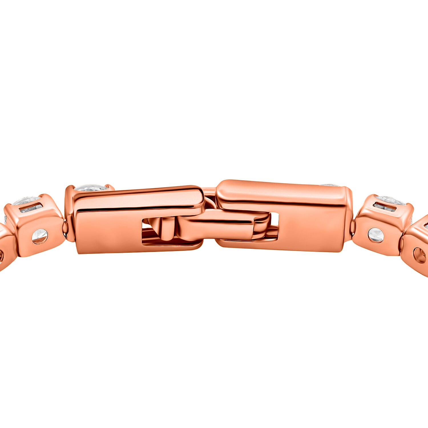 Simulated Diamond 20.90 ctw Tennis Bracelet (7.0In) and Stud Earrings in Rosetone