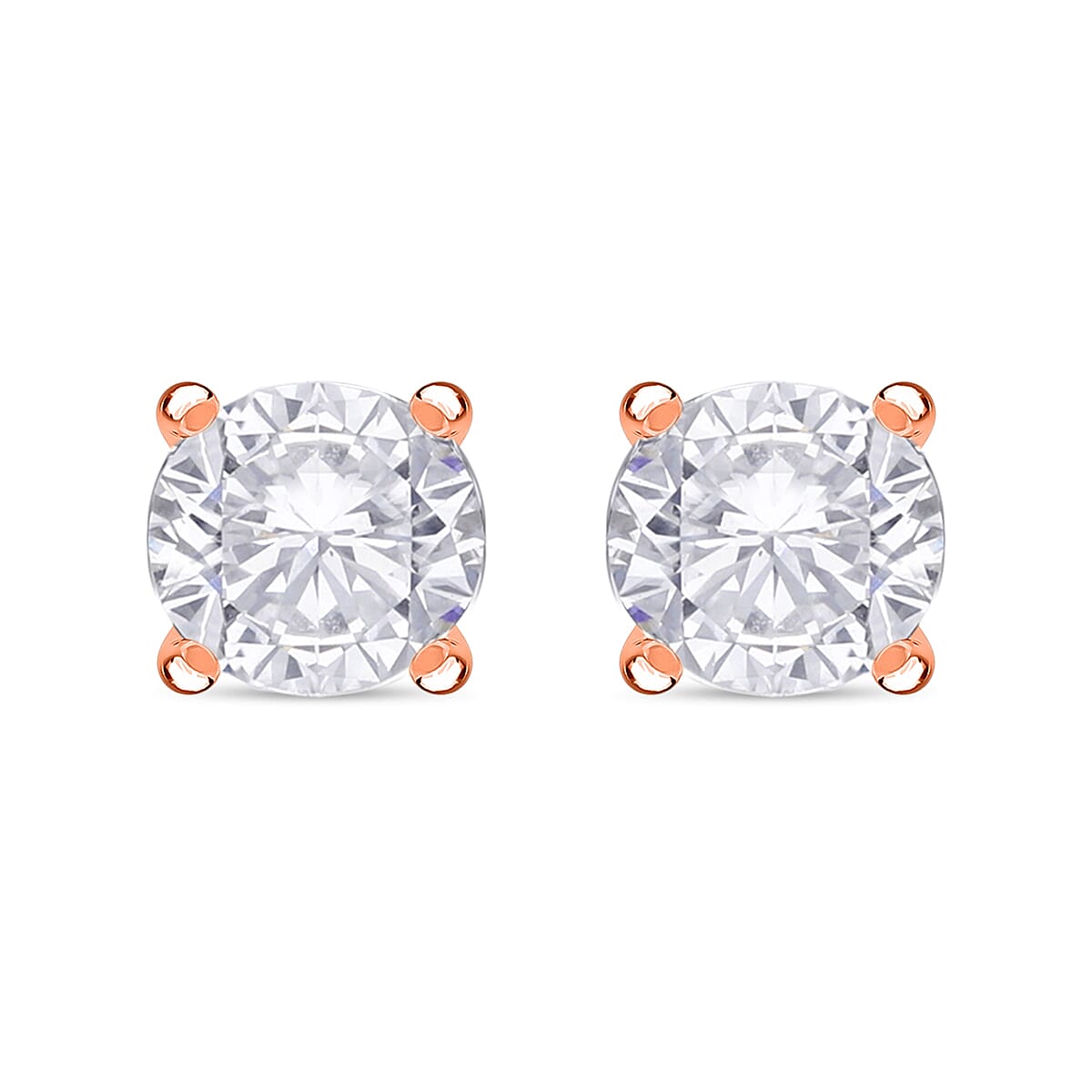 Simulated Diamond 20.90 ctw Tennis Bracelet (7.0In) and Stud Earrings in Rosetone