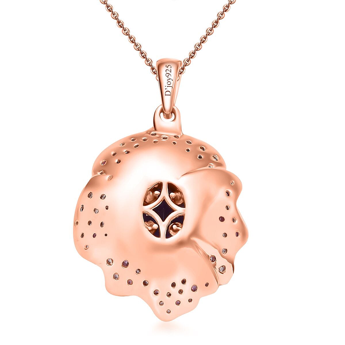 Moroccan Amethyst and Multi Gemstone 4.30 ctw Floral Pendant Necklace in 18K Vermeil Rose Gold Over Sterling Silver 20 Inches