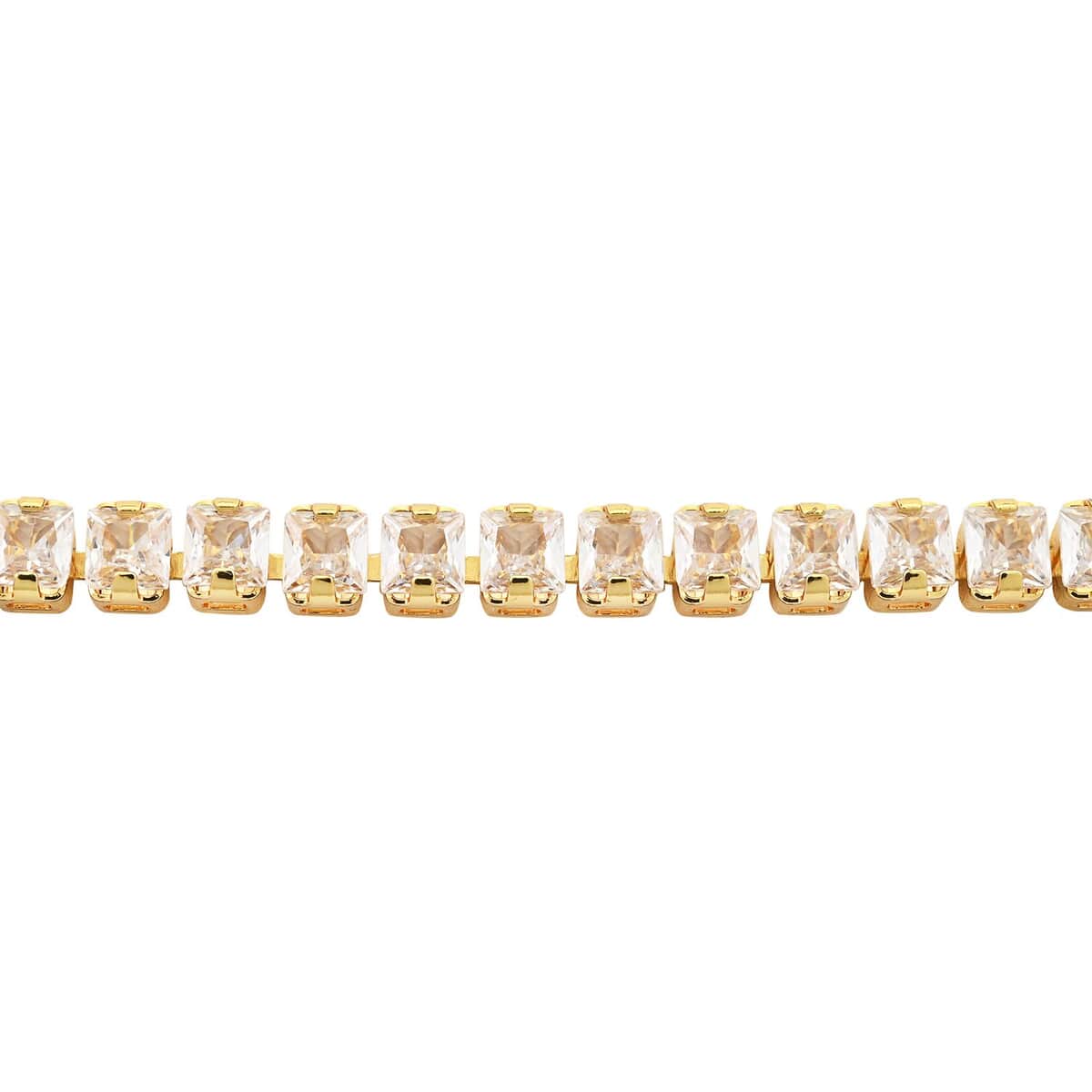 Simulated Diamond Square Tennis Bracelet (7.00 In) and Earrings in Goldtone image number 3