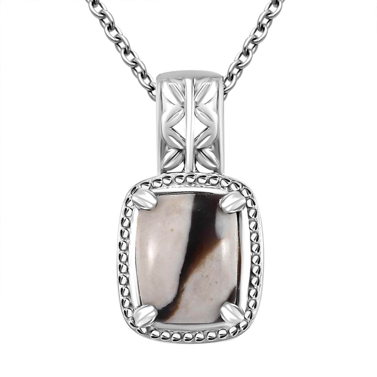 Karis Peanut Wood Jasper 2.75 ctw Pendant in Platinum Bond with Stainless Steel Necklace 20 Inches image number 0