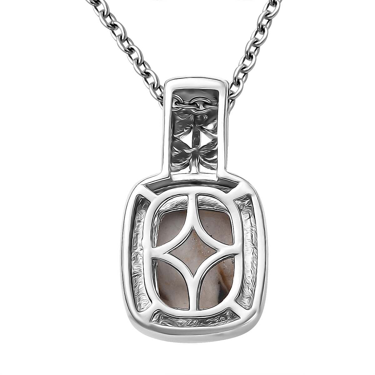 Karis Peanut Wood Jasper 2.75 ctw Pendant in Platinum Bond with Stainless Steel Necklace 20 Inches