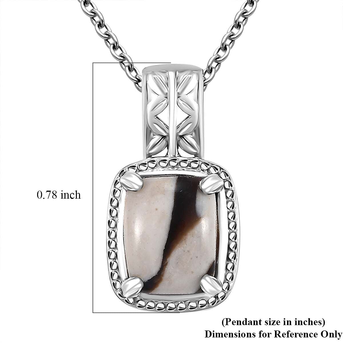 Karis Peanut Wood Jasper 2.75 ctw Pendant in Platinum Bond with Stainless Steel Necklace 20 Inches