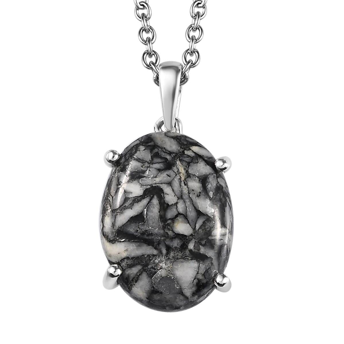 Austrian Pinolith 8.00 ctw Solitaire Pendant in Sterling Silver with Stainless Steel Necklace 20 Inches image number 0