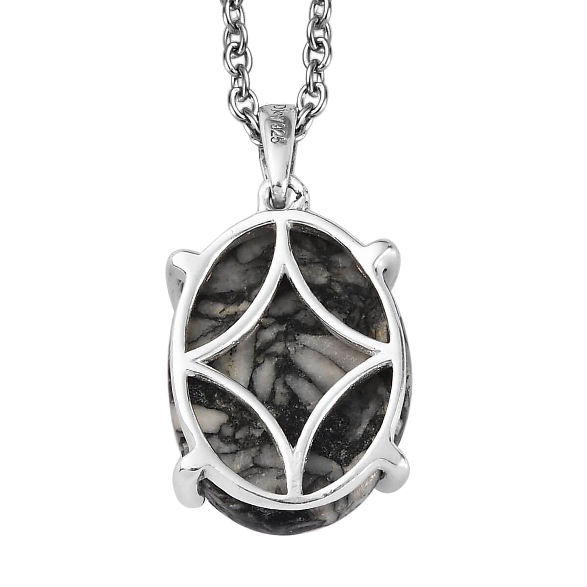 Austrian Pinolith 8.00 ctw Solitaire Pendant in Sterling Silver with Stainless Steel Necklace 20 Inches image number 4