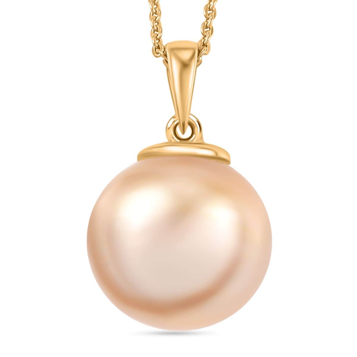 South Sea Golden Cultured Pearl Pendant Necklace in 18K Vermeil Yellow Gold Over Sterling Silver 20 Inches image number 0