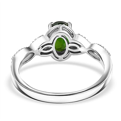 Chrome Diopside and Brazilian Citrine 2.25 ctw Love Infinity Ring (Size 7.00), Stud Earrings and Pendant in Rhodium Over Sterling Silver 