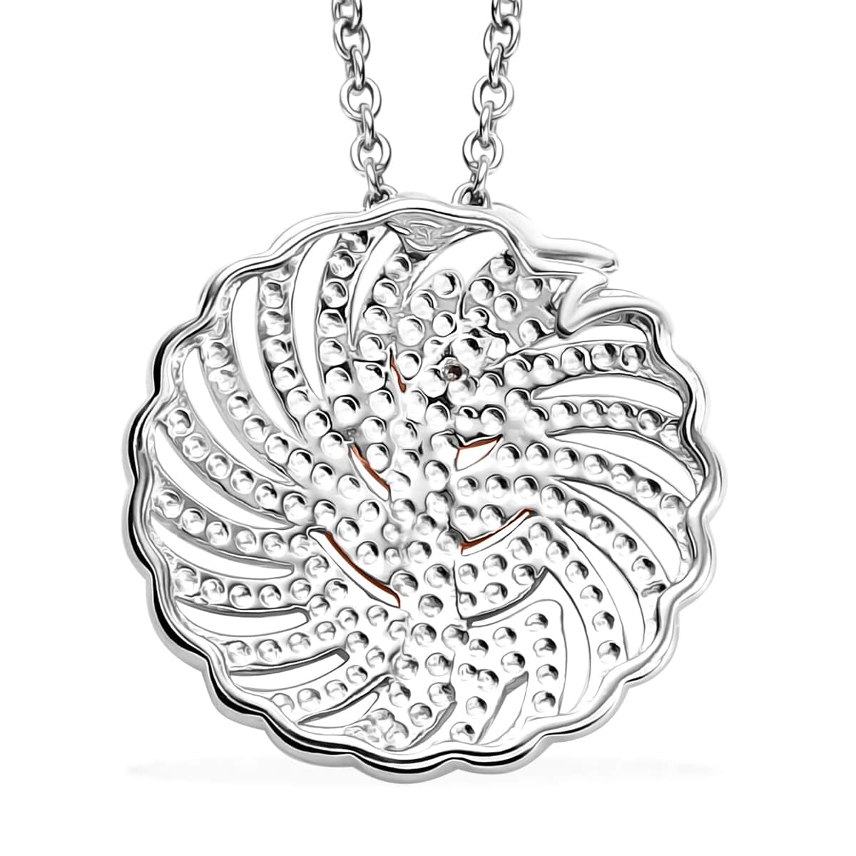 Karis Natural Champagne Diamond Accent Leaf Pendant in 18K RG Plated and Platinum Bond with Stainless Steel Necklace 20 Inches image number 4