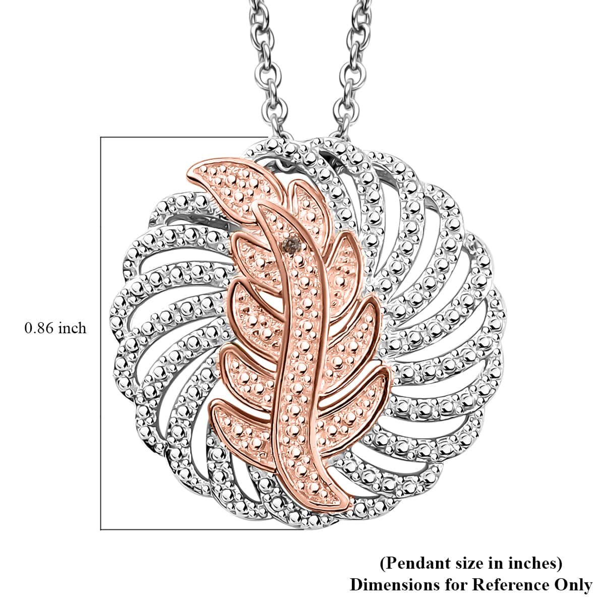 Karis Natural Champagne Diamond Accent Leaf Pendant in 18K RG Plated and Platinum Bond with Stainless Steel Necklace 20 Inches image number 6