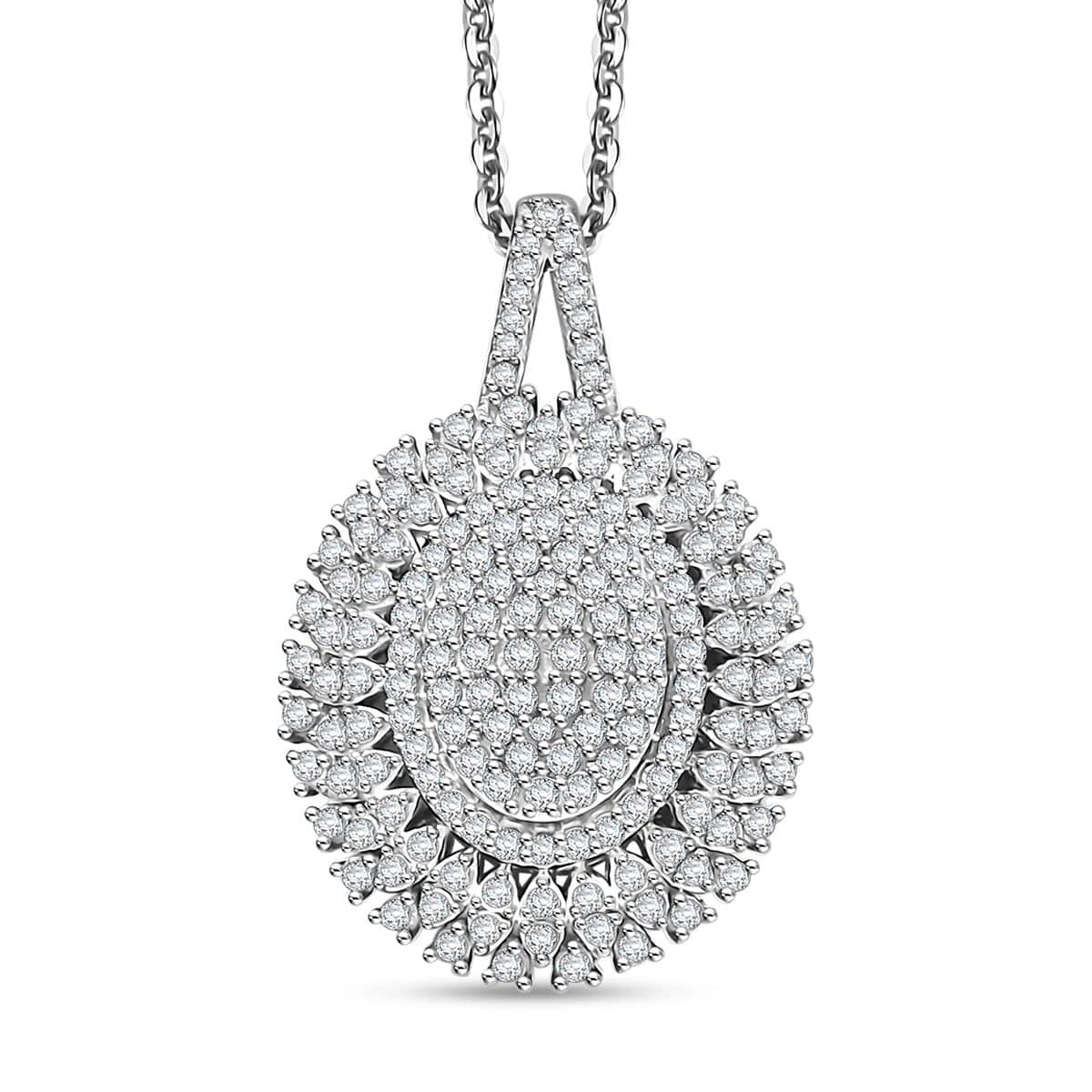 Diamond 1.00 ctw Celestial Glow Pendant Necklace in Rhodium Over Sterling Silver 20 Inches image number 0