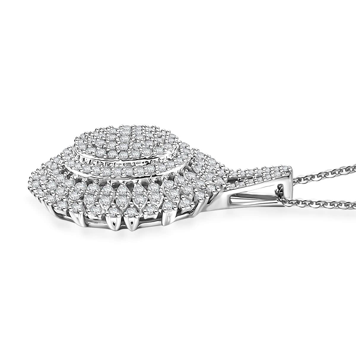 Diamond 1.00 ctw Celestial Glow Pendant Necklace in Rhodium Over Sterling Silver 20 Inches image number 3