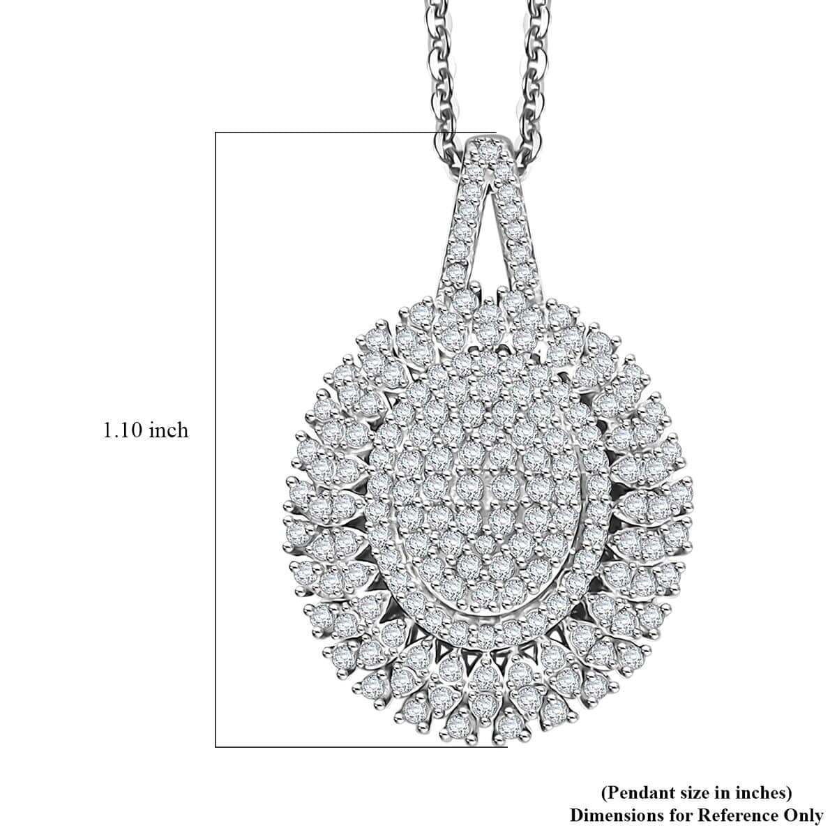 Diamond 1.00 ctw Celestial Glow Pendant Necklace in Rhodium Over Sterling Silver 20 Inches image number 6