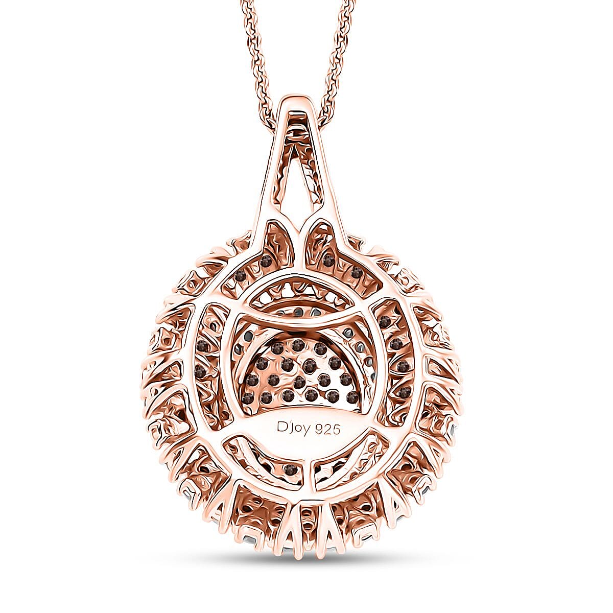 Natural Champagne and White Diamond 1.00 ctw Celestial Glow Pendant Necklace in 18K Vermeil Rose Gold Over Sterling Silver 20 Inches image number 4