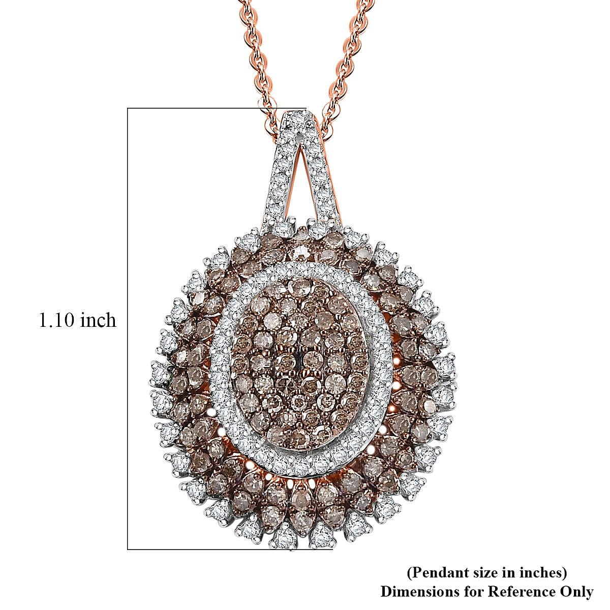 Natural Champagne and White Diamond 1.00 ctw Celestial Glow Pendant Necklace in 18K Vermeil Rose Gold Over Sterling Silver 20 Inches image number 5