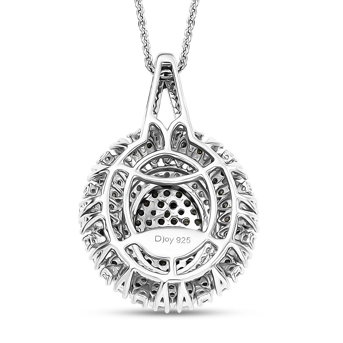 Green and White Diamond 1.00 ctw Celestial Glow Pendant Necklace in Rhodium Over Sterling Silver 20 Inches image number 4