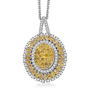 Yellow and White Diamond 1.00 ctw Celestial Glow Pendant Necklace in Rhodium Over Sterling Silver 20 Inches