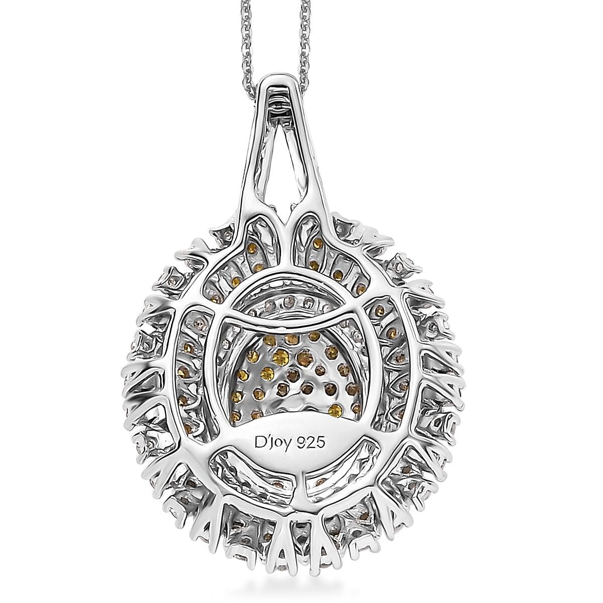 Yellow and White Diamond 1.00 ctw Celestial Glow Pendant Necklace in Rhodium Over Sterling Silver 20 Inches image number 4