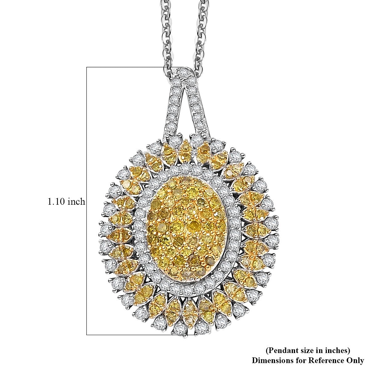 Yellow and White Diamond 1.00 ctw Celestial Glow Pendant Necklace in Rhodium Over Sterling Silver 20 Inches image number 5